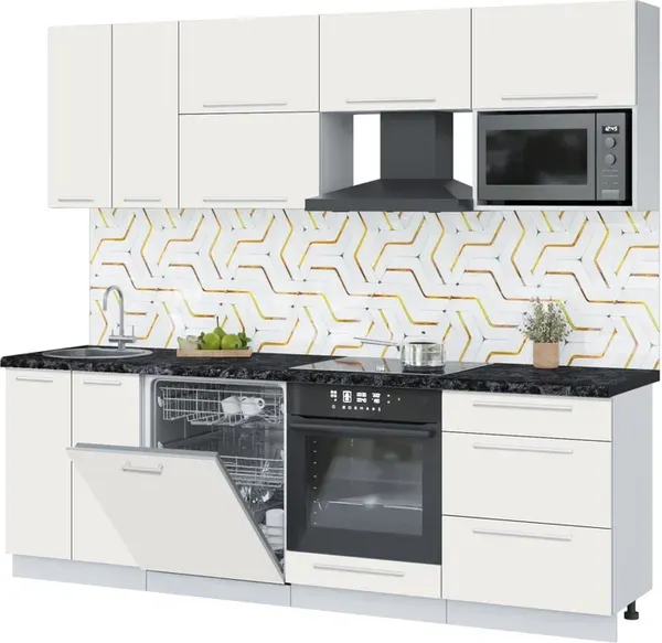 Изображение товара Кухонный гарнитур Interline Пластик 2.4-ПМ2  (зефирный/зефирный/кастилло темный)