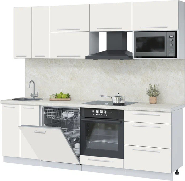 Изображение товара Кухонный гарнитур Interline Пластик 2.4-ПМ2  (зефирный/зефирный/опал светлый)