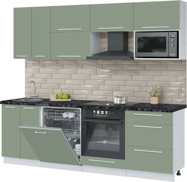 Изображение товара Кухонный гарнитур Interline Пластик 2.4-ПМ2  (полынь/полынь/кастилло темный)