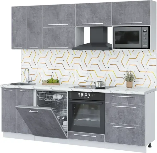 Изображение товара Кухонный гарнитур Interline Пластик 2.4-ПМ2  (оксид темный/оксид темный/белый гранит)