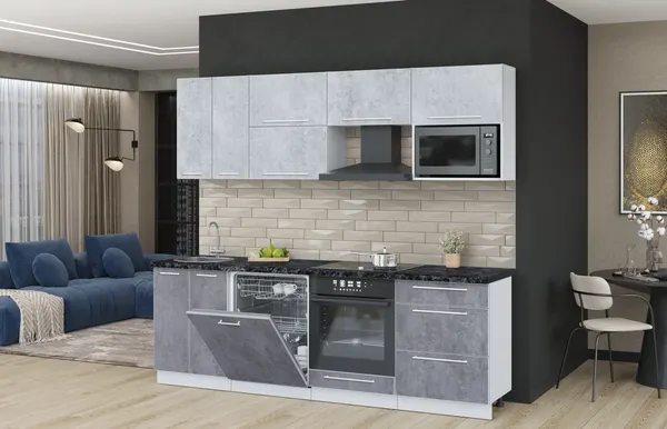 Изображение товара Кухонный гарнитур Interline Пластик 2.4-ПМ2  (оксид темный/оксид светлый/кастилло темный)