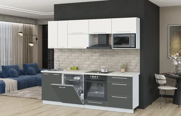 Изображение товара Кухонный гарнитур Interline Пластик 2.4-ПМ2  (шторм/зефирный/опал светлый)