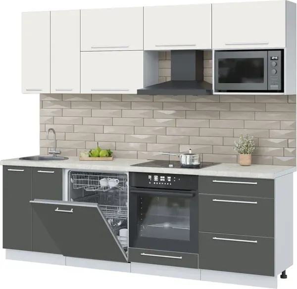 Изображение товара Кухонный гарнитур Interline Пластик 2.4-ПМ2  (шторм/зефирный/опал светлый)