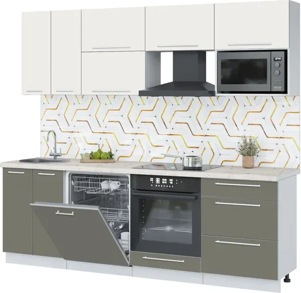 Изображение товара Кухонный гарнитур Interline Пластик 2.4-ПМ2  (зефирный/кварцевый/бискайская сосна)