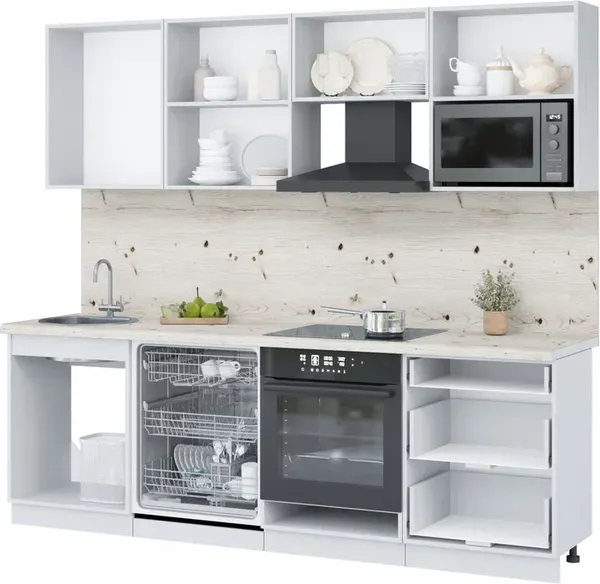 Изображение товара Кухонный гарнитур Interline Пластик 2.4-ПМ2  (дуб эпоксид/шторм/бискайская сосна)