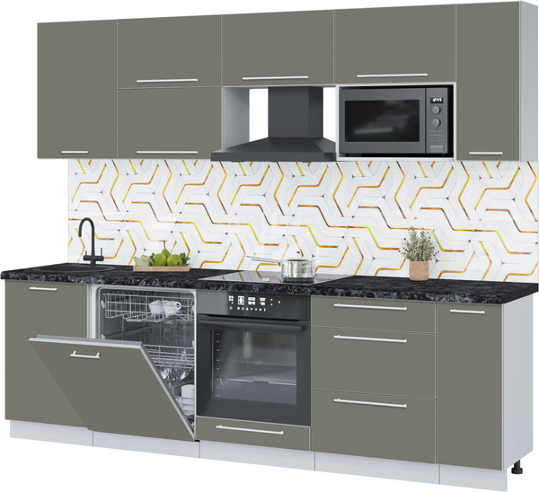 Изображение товара Кухонный гарнитур Interline Пластик 2.6-ПМ2 (кварцевый/кварцевый/кастилло темный)