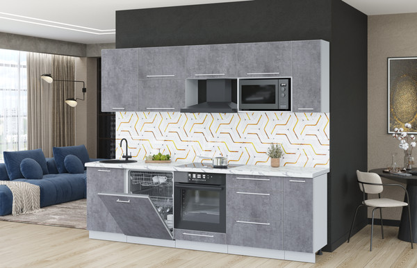 Изображение товара Кухонный гарнитур Interline Пластик 2.6-ПМ2  (оксид темный/оксид темный/белый гранит)