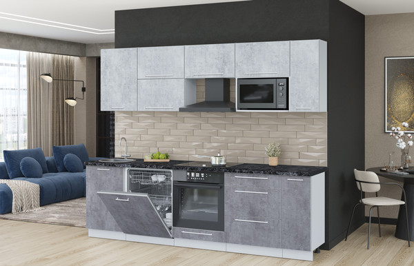 Изображение товара Кухонный гарнитур Interline Пластик 2.6-ПМ2  (оксид темный/оксид светлый/кастилло темный)