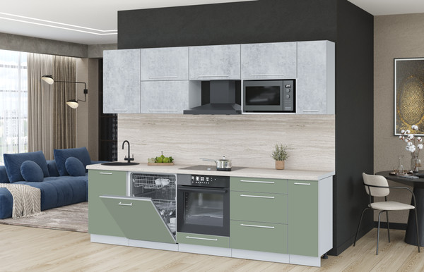 Изображение товара Кухонный гарнитур Interline Пластик 2.6-ПМ2  (полынь/оксид светлый/травертин серый)