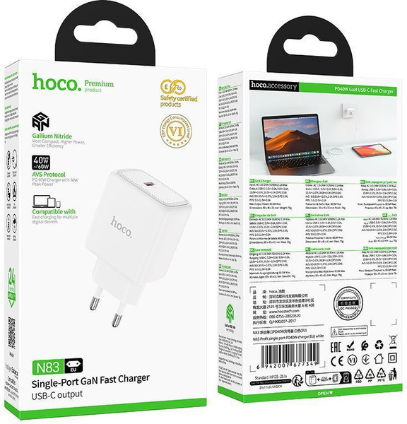 Изображение товара Адаптер питания сетевой Hoco N83 (белый)