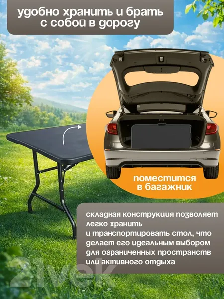 Изображение товара Комплект складной мебели Sundays Garden Стол WD0112 + Кресло Sundays ZC-CC005 (4шт, черный/синий)