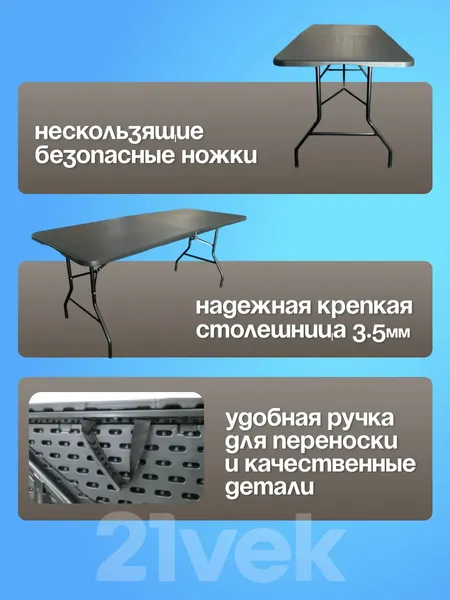 Изображение товара Комплект складной мебели Sundays Garden Стол WD0112 + Кресло Sundays ZC-CC005 (4шт, черный/синий)