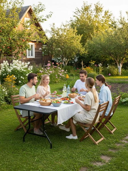 Изображение товара Комплект складной мебели Sundays Garden Стол WD0112 + Кресло OG2967B (4шт, черный/черный)