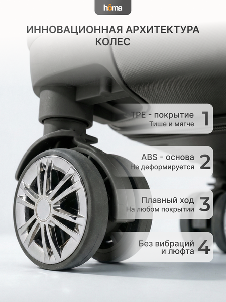Изображение товара Набор чемоданов Homa 4CHMD-BL (3шт, антрацит)