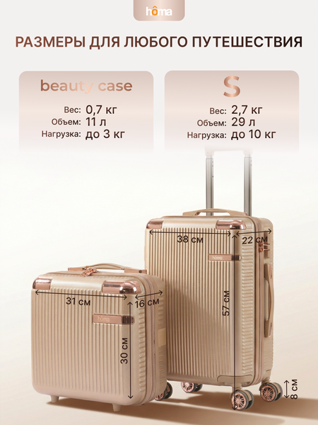 Изображение товара Набор чемоданов Homa 4CHMD-CH (3шт, золотой)