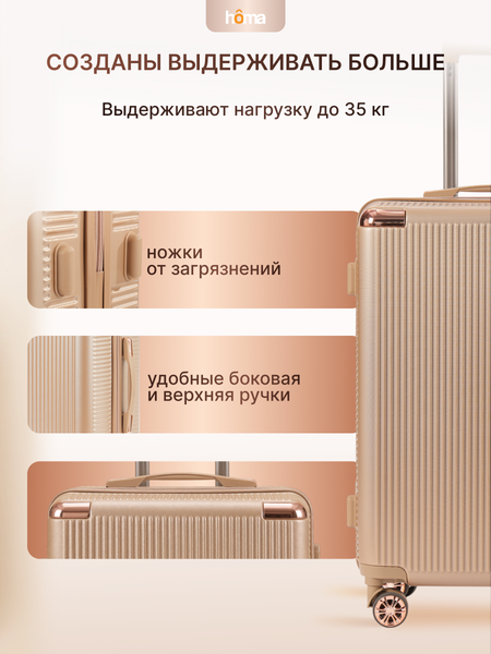 Изображение товара Набор чемоданов Homa 4CHMD-CH (3шт, золотой)