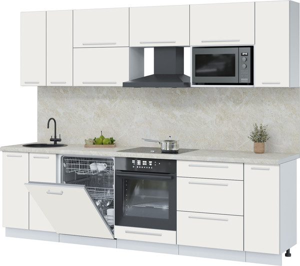 Изображение товара Кухонный гарнитур Interline Пластик 2.7-ПМ2  (зефирный/зефирный/опал светлый)