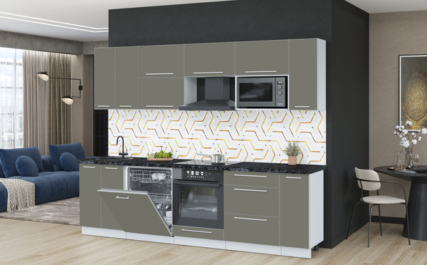 Изображение товара Кухонный гарнитур Interline Пластик 2.7-ПМ2  (кварцевый/кварцевый/кастилло темный)