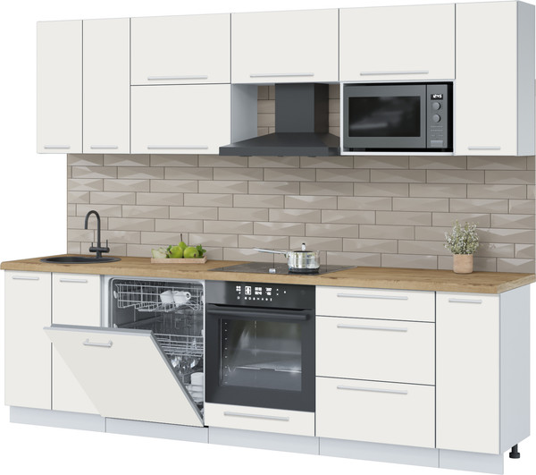 Изображение товара Кухонный гарнитур Interline Пластик 2.7-ПМ2  (зефирный/зефирный/дуб бунратти)