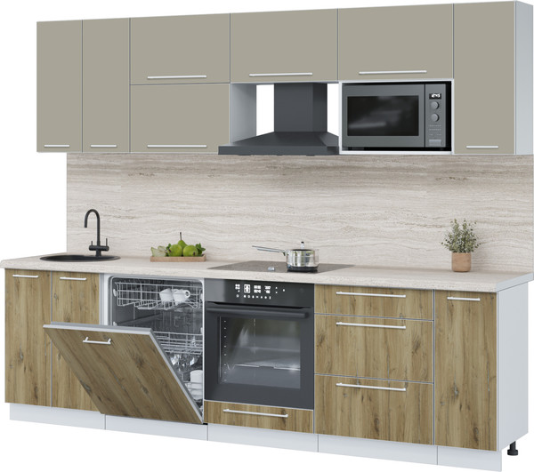 Изображение товара Кухонный гарнитур Interline Пластик 2.7-ПМ2  (дуб эпоксид/латте/травертин серый)