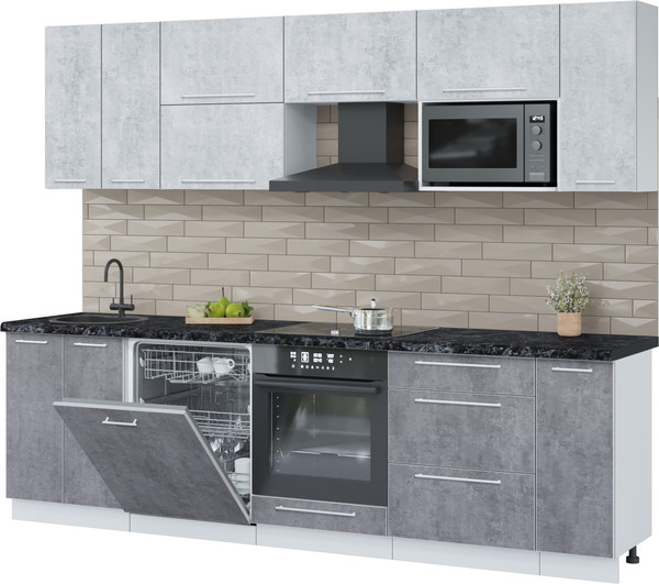 Изображение товара Кухонный гарнитур Interline Пластик 2.7-ПМ2 (оксид темный/оксид светлый/кастилло темный)