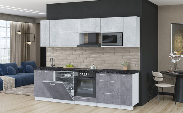 Изображение товара Кухонный гарнитур Interline Пластик 2.7-ПМ2 (оксид темный/оксид светлый/кастилло темный)