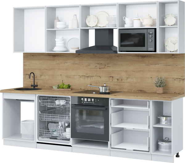 Изображение товара Кухонный гарнитур Interline Пластик 2.7-ПМ2  (арктический/оксид светлый/травертин серый)