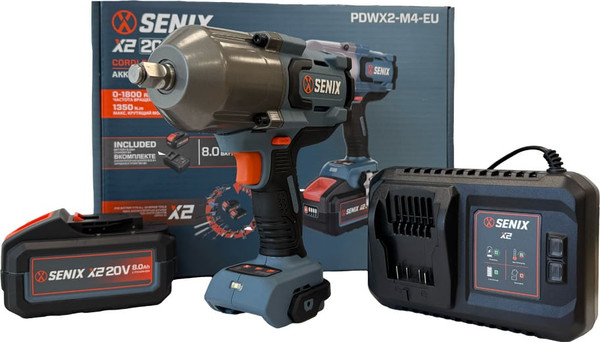 Изображение товара Аккумуляторный гайковерт Senix X2 20В / PDWX2-M4-EU