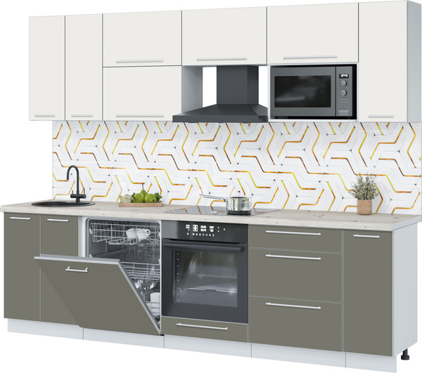 Изображение товара Кухонный гарнитур Interline Пластик 2.7-ПМ2  (зефирный/кварцевый/бискайская сосна)