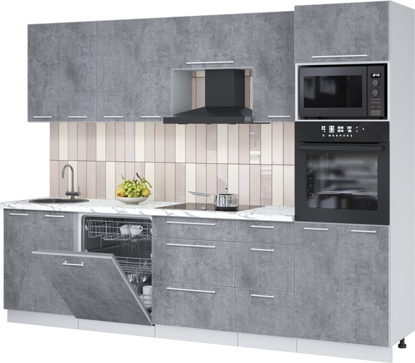 Изображение товара Кухонный гарнитур Interline Пластик 2.8-ПМ2  (оксид темный/оксид темный/белый гранит)