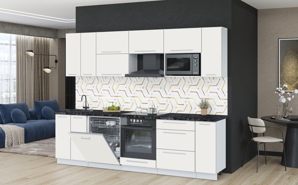 Изображение товара Кухонный гарнитур Interline Пластик 2.7-ПМ2 (зефирный/зефирный/кастилло темный)