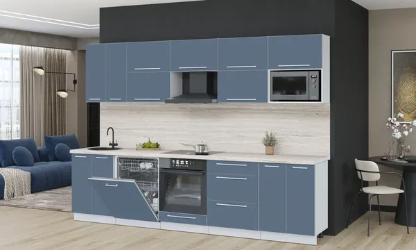 Изображение товара Кухонный гарнитур Interline Пластик 3.0-ПМ2  (арктический/арктический/травертин серый)