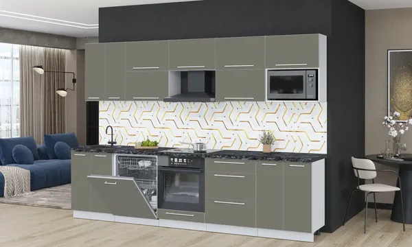 Изображение товара Кухонный гарнитур Interline Пластик 3.0-ПМ2  (кварцевый/кварцевый/кастилло темный)