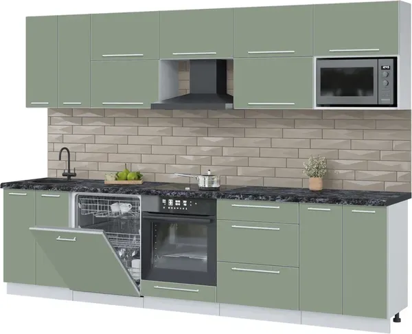 Изображение товара Кухонный гарнитур Interline Пластик 3.0-ПМ2  (полынь/полынь/кастилло темный)