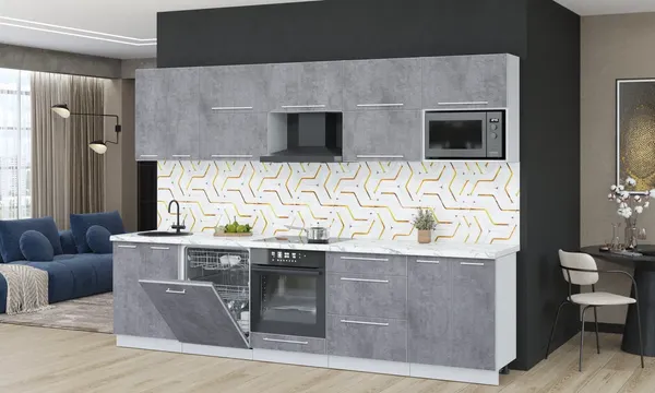 Изображение товара Кухонный гарнитур Interline Пластик 3.0-ПМ2  (оксид темный/оксид темный/белый гранит)