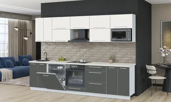 Изображение товара Кухонный гарнитур Interline Пластик 3.0-ПМ2 (шторм/зефирный/опал светлый)