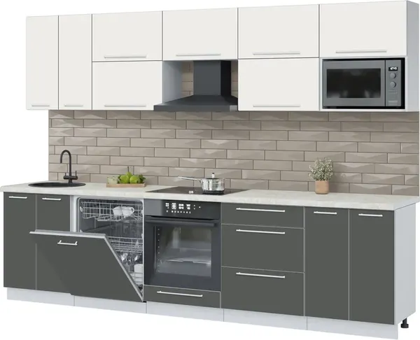 Изображение товара Кухонный гарнитур Interline Пластик 3.0-ПМ2 (шторм/зефирный/опал светлый)