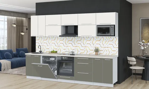 Изображение товара Кухонный гарнитур Interline Пластик 3.0-ПМ2  (зефирный/кварцевый/бискайская сосна)