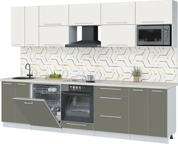 Изображение товара Кухонный гарнитур Interline Пластик 3.0-ПМ2  (зефирный/кварцевый/бискайская сосна)