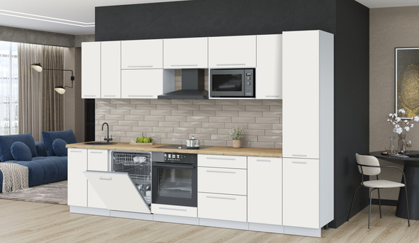 Изображение товара Кухонный гарнитур Interline Пластик 3.2-ПМ2  (зефирный/зефирный/дуб бунратти)