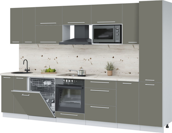 Изображение товара Кухонный гарнитур Interline Пластик 3.2-ПМ2  (кварцевый/кварцевый/бискайская сосна)