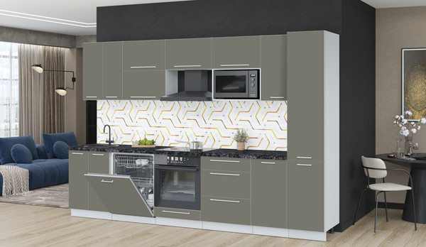 Изображение товара Кухонный гарнитур Interline Пластик 3.2-ПМ2  (кварцевый/кварцевый/кастилло темный)