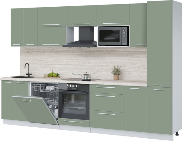 Изображение товара Кухонный гарнитур Interline Пластик 3.2-ПМ2  (полынь/полынь/травертин серый)