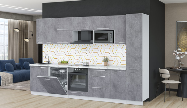 Изображение товара Кухонный гарнитур Interline Пластик 3.2-ПМ2  (оксид темный/оксид темный/белый гранит)