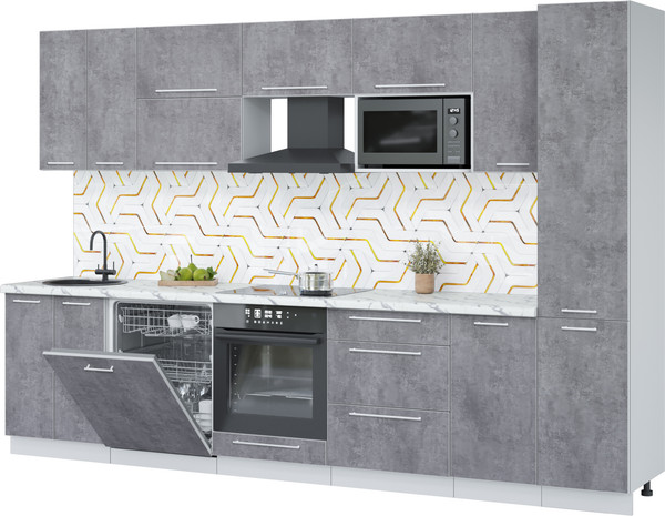 Изображение товара Кухонный гарнитур Interline Пластик 3.2-ПМ2  (оксид темный/оксид темный/белый гранит)