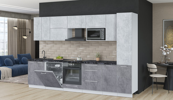 Изображение товара Кухонный гарнитур Interline Пластик 3.2-ПМ2  (оксид темный/оксид светлый/кастилло темный)