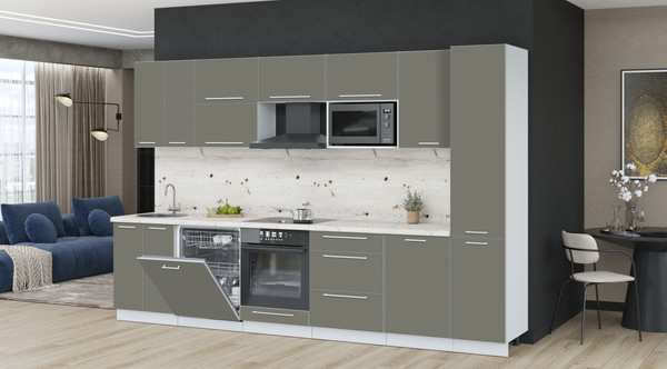 Изображение товара Кухонный гарнитур Interline Пластик 3.3-ПМ2  (кварцевый/кварцевый/бискайская сосна)