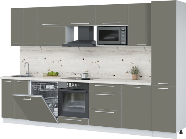 Изображение товара Кухонный гарнитур Interline Пластик 3.3-ПМ2  (кварцевый/кварцевый/бискайская сосна)