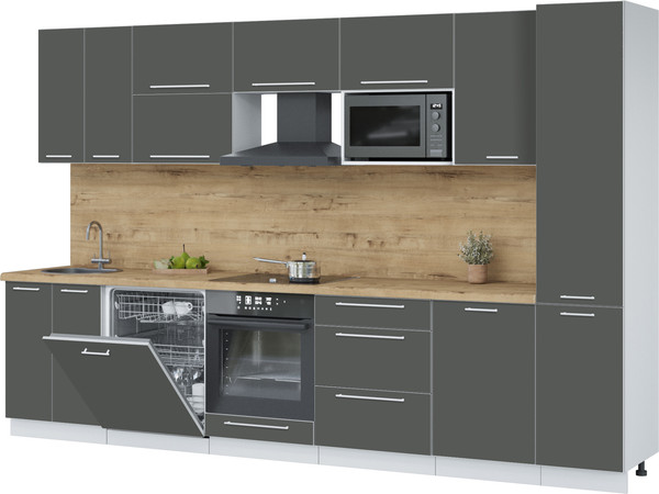 Изображение товара Кухонный гарнитур Interline Пластик 3.3-ПМ2  (шторм/шторм/дуб бунратти)