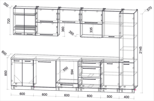 Изображение товара Кухонный гарнитур Interline Пластик 3.3-ПМ2  (полынь/полынь/кастилло темный)